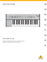 Behringer VOCODER VC340 Authentic Analog Vocoder for Human Voice and Strings Ensemble Sounds Snabbstartsguide