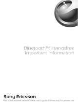 Sony Ericsson BLUETOOTH HANDSFREE Bruksanvisning
