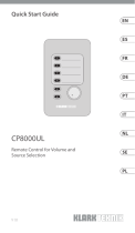 KlarkTeknik CP8000UL Remote Control for Volume and Source Selection Snabbstartsguide