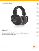 Behringer BH 770 Closed-Back Studio Reference Headphones Snabbstartsguide