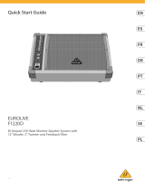 Behringer EUROLIVE F1220D Bi-Amped 250-Watt Monitor Speaker System Snabbstartsguide