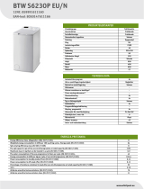 Indesit BTW S6230P EU/N NEL Data Sheet