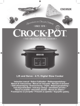 Crock-Pot CROCK POT CSC052X 4.7L Digital Slow Cooker Användarmanual
