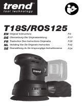 Trend T18S/ROS125B 125mm 18V Li-Ion TXLi Cordless Random Orbit Sander Användarmanual
